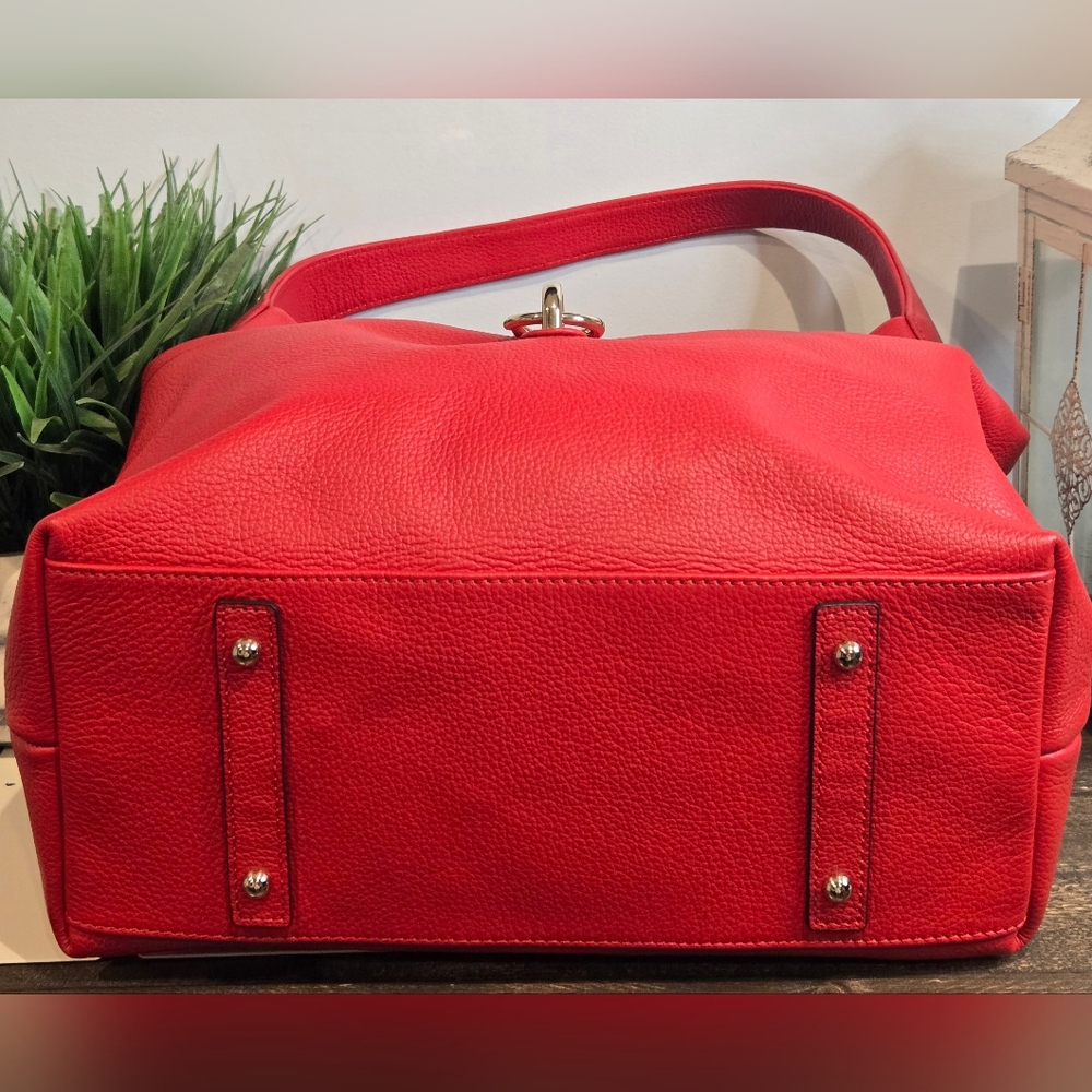 Dooney & Bourke Logo Lock Vibrant Red Hobo Bag - Picture 6 of 16